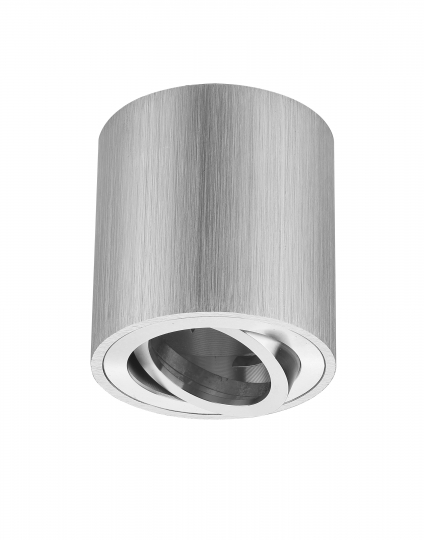 mlight LED ceiling mounted luminaire ZYLO round, brushed aluminum, swiveling