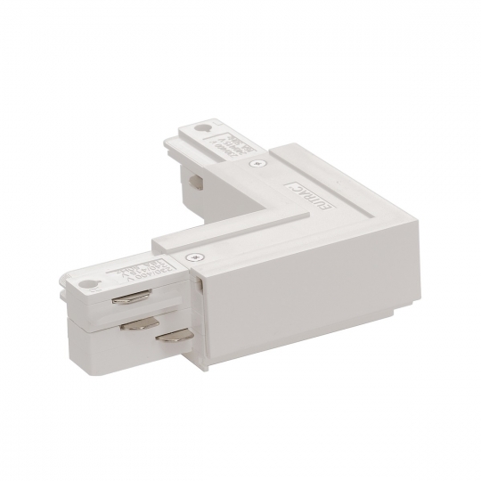 SLV L-connector for EUTRAC mains voltage 3-phase surface-mounted track, earth outside, white