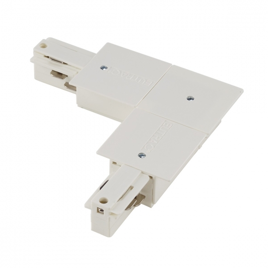 SLV L-VERBINDER for EUTRAC mains voltage 3-phase recessed rail, white, earth inside