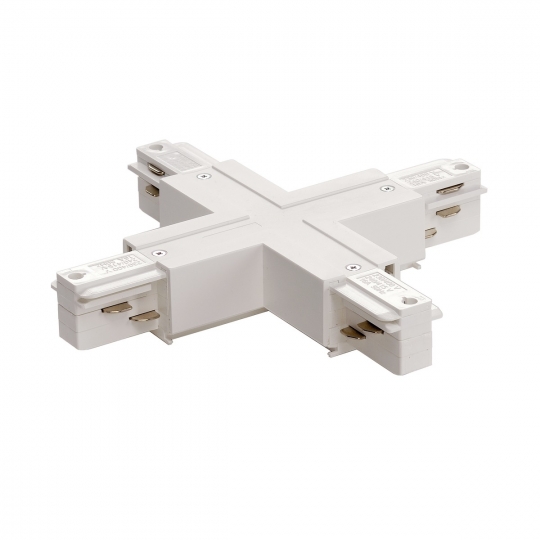 SLV X-CONNECTORS for EUTRAC mains voltage 3 phase surface mounted rail, with feed possibility, 2 circuits, white