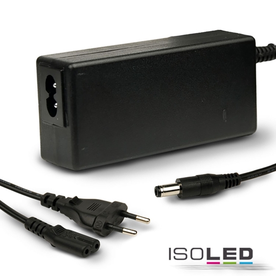 ISOLED transformer 12V/DC, 0-60W, with round plug and flat plug