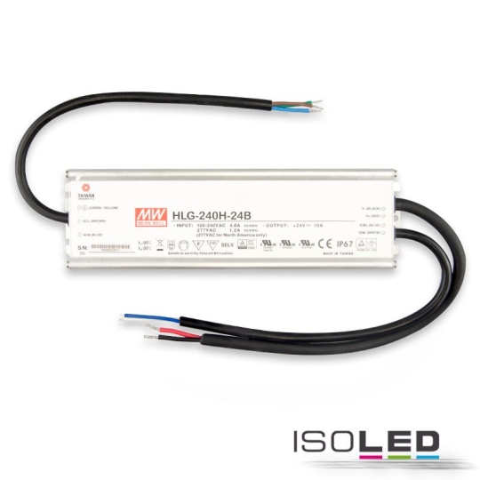 Transformateur LED ISOLED MW HLG240H-24B 24V/DC, 0-240W