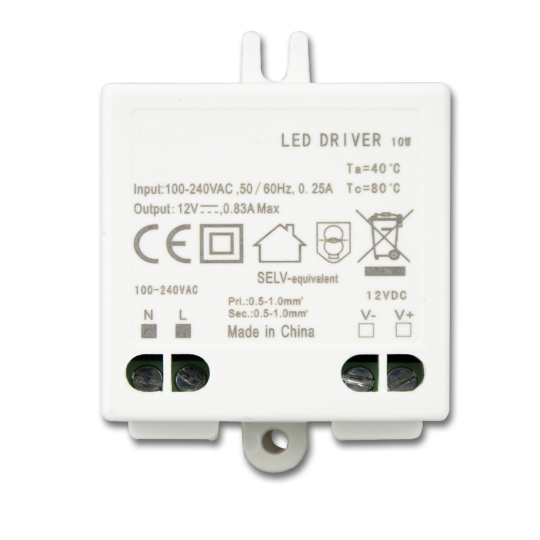 ISOLED LED transformator 12V/DC, 0-10W, SELV