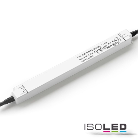 ISOLED LED transformer 24V/DC, 0-60W, IP66, SELV
