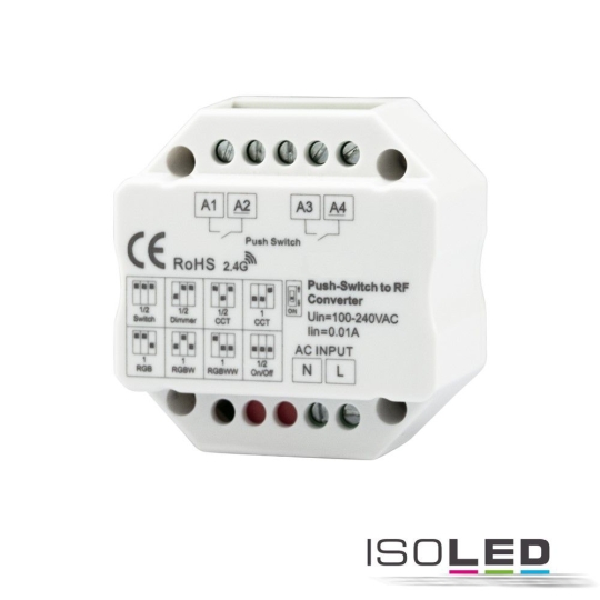 ISOLED Sys-Pro 2-Push Input, Funk-Output für Switch/Dimm/CCT/ RGB/RGB+W Empfänger