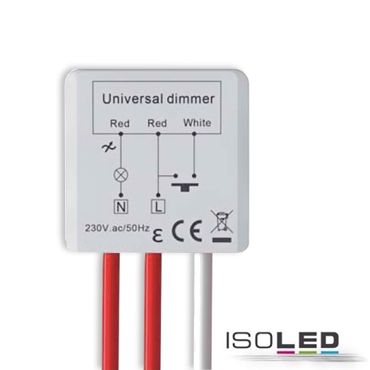 ISOLED Universal-Push Mini-Dimmer für dimmbare 230V Leuchten/Trafos