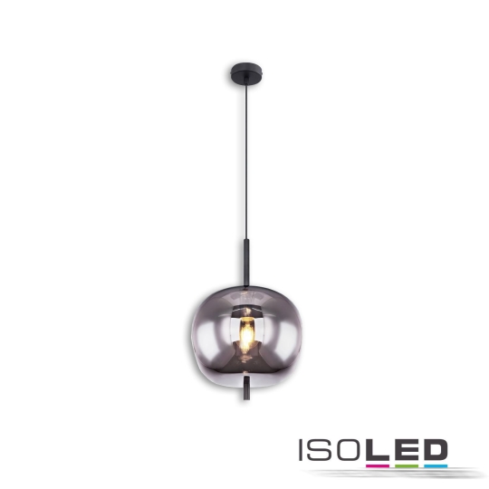ISOLED hanging lamp metal black, smoked glass, 1xE127 socket