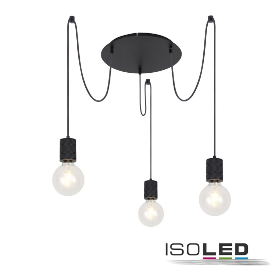 ISOLED hanging lamp round black matt E27