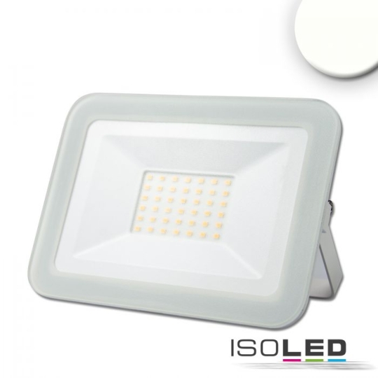 ISOLED LED floodlight pad 30W, white, 100cm cable - light colour neutral white