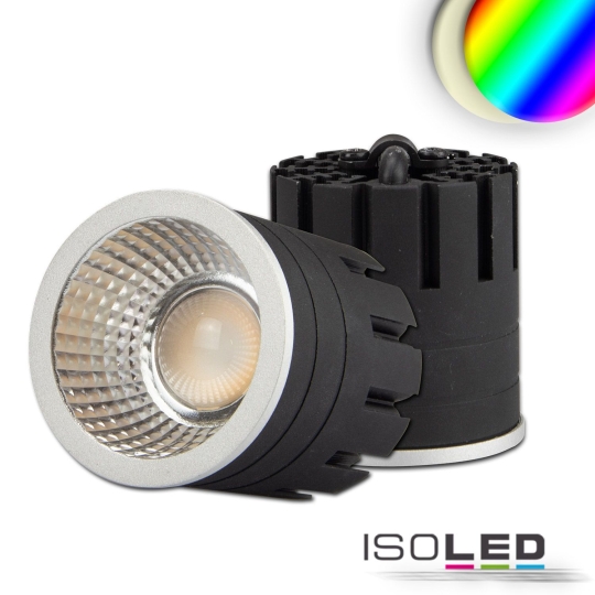 ISOLED LED Spot RGB+3000K GU10 8W, 5-pin, 24V DC, silver, 60°, CRI80