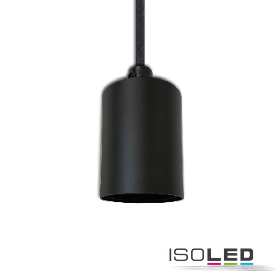 ISOLED E27 Fassung schwarz mit schwarzem Kabel 300cm
