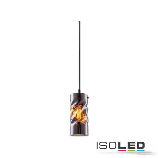 ISOLED Pendelleuchte, Smoky curled Glas, E27, 300cm