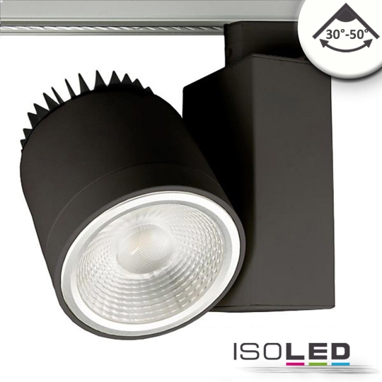 ISOLED 3-PH Schienen-Strahler fokussierbar, 36W, 30°-50°, schwarz matt 4000K