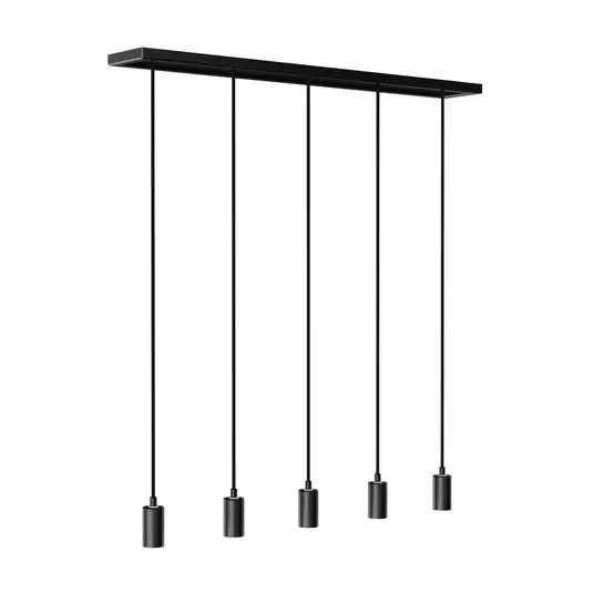 SEGULA 5-lamps hanglamp MADOX, E27, lengte 99cm - zwart (zonder gloeilamp)