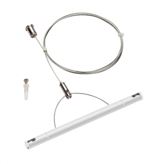 SLV Acier Suspension par câble métallique TENSEO en blanc - longueur de suspension 200 cm