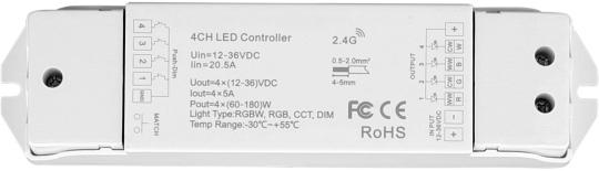 mlight 4-channel multi controller (2.4G series) for controlling LED/CCT/RGB/RGBW