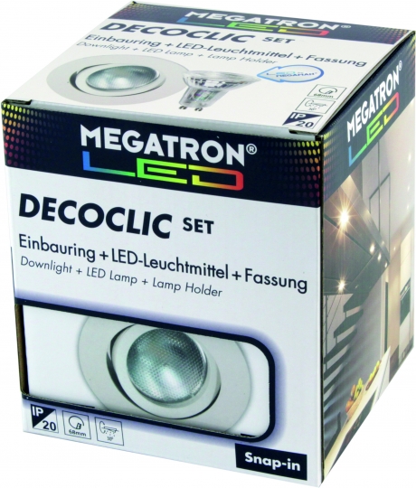 Megatron Einbauring DECOCLIC GU10, rund 68mm inkl. Leuchtmittel - weiß