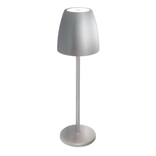 Megatron lampe de table accu TAVOLA, sans fil IP54 2W-200lm/827 gris argenté