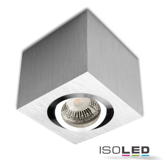 ISOLED ceiling mounted spotlight angular for GU10/MR16, brushed aluminum