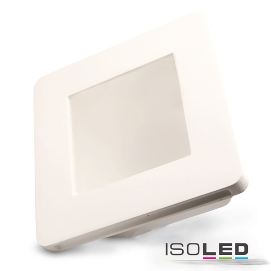 ISOLED Gipseinbaustrahler GU5.3, quadratisch mit Glas satin, rückversetzt, weiß