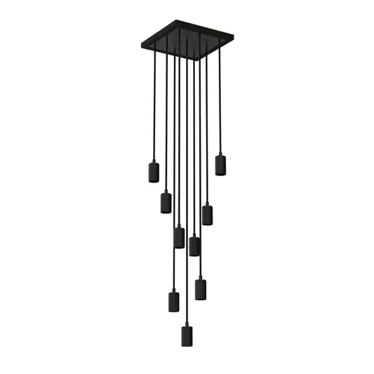 SEGULA hanging lamp MADOX SQUARE, 9-flame, E27 - black (without bulb)