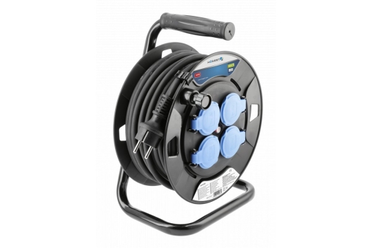 GTV cable reel with rubber insulation 30 m, 4 sockets, IP44, 3000 W