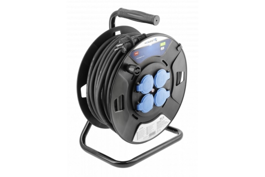 GTV cable reel with rubber insulation 30 m, 4 sockets, IP44, 3600 W