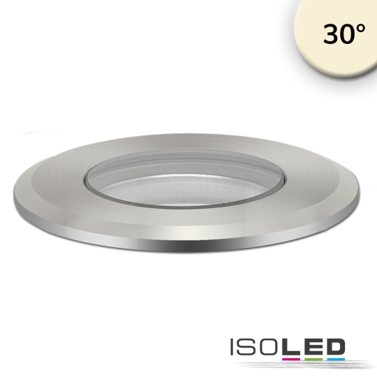 ISOLED LED Bodeneinbaustrahler außen, Edelstahl, 12-24V, 3W, 30° - warmweiß