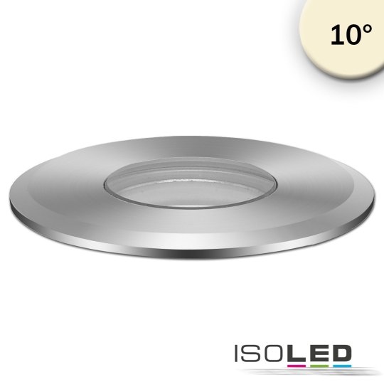 ISOLED LED Bodeneinbaustrahler außen, Edelstahl, 12-24V, 3W, 10° - warmweiß