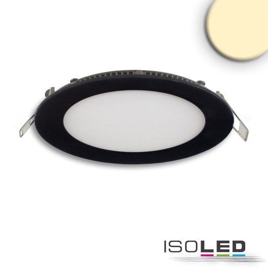 ISOLED LED Downlight 12W, rund, ultraflach, schwarz, dim. - warmweiß