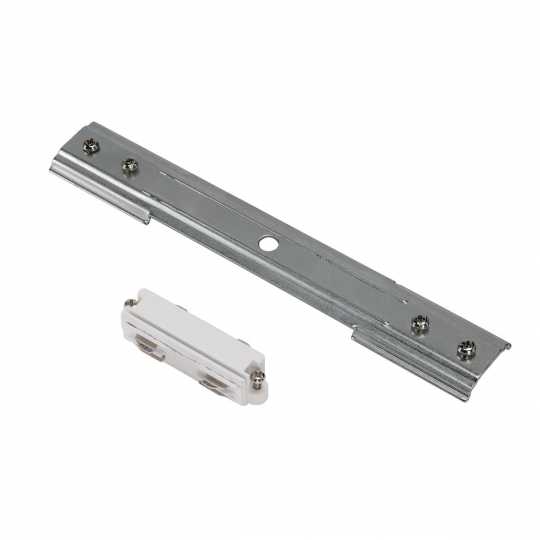 SLV Longitudinal connector for mains voltage 1-phase recessed track, white/nickel matt