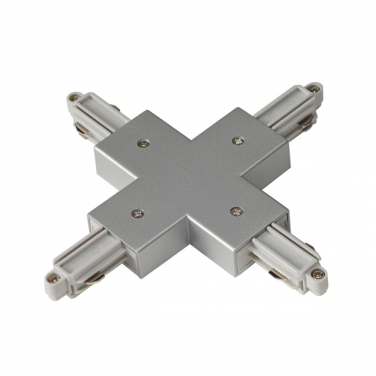 SLV X-connector for 1-phase track, surface-mounted version silver-grey
