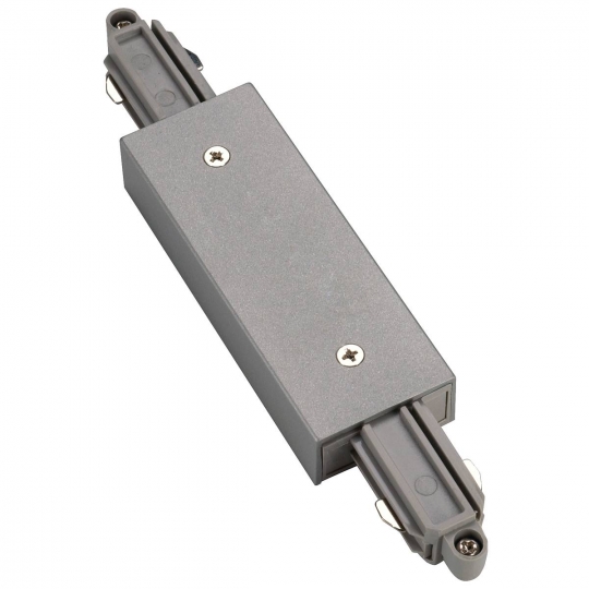 SLV Longitudinal connector for 1-circuit track, silver-grey, with feed possibility