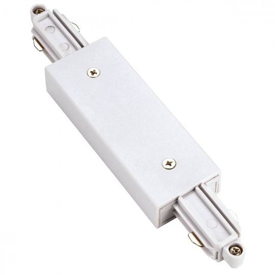 SLV Longitudinal connector for 1-circuit track, white, with feed option
