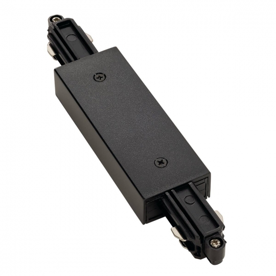 SLV Longitudinal connector for 1-circuit track, black, with feed possibility