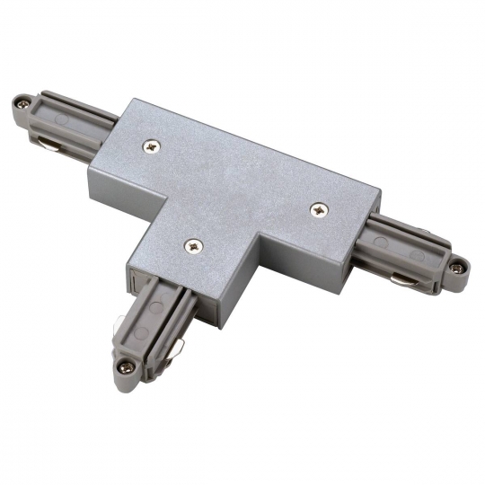 SLV T-connector for 1-phase track, surface mounted version silver-grey, earth left