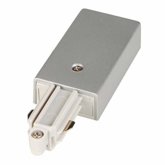 SLV feeder for 1-phase track, surface mounted version silver-grey, ground right
