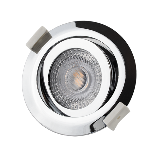 mlight LED lampe encastrée PLANO II, 5W, Ø 82mm, pivotant, 38°, chrome - blanc chaud (3000K)