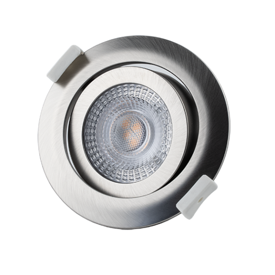 mlight LED Einbauleuchte PLANO II, 5W, Ø 82mm, schwenkbar, 38°, einsen-gebüstet - warmweiß (3000K)