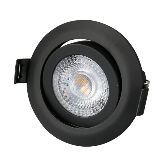 mlight LED recessed light PLANO II, 5W, Ø 82mm, swivel, 38°, black - warm white (3000K)