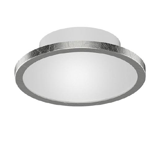 LM floating surface mounted luminaire DISK-1, silver leaf CCT IP44 8W, Ø 147mm - neutral white