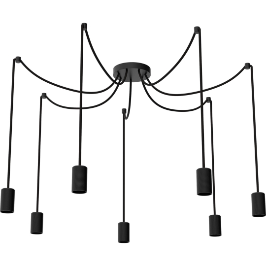 SEGULA 7-lichts hanglamp SPYDER, E27 - zwart (zonder gloeilamp)