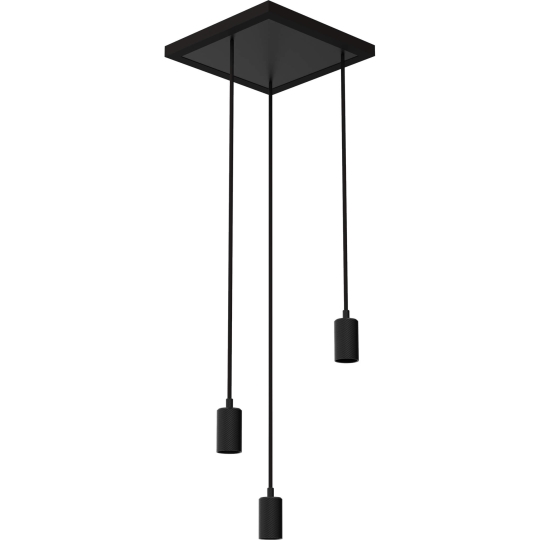 SEGULA hanglamp MADOX SQUARE, 3-lamps, E27 - zwart (zonder gloeilamp)