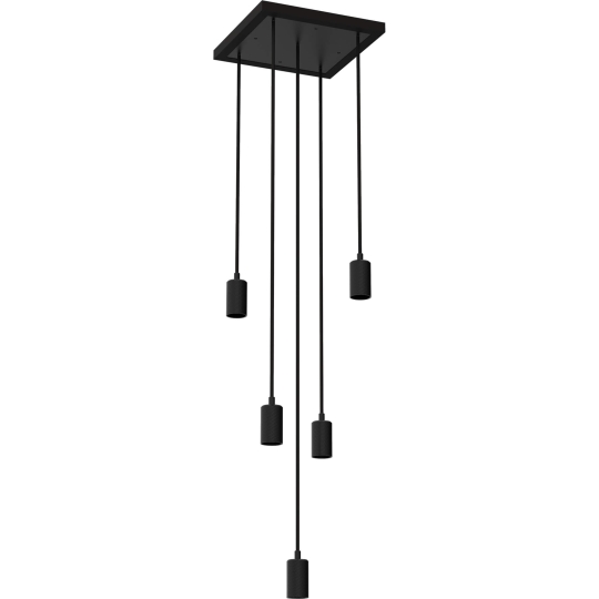 SEGULA hanglamp MADOX SQUARE, 5-lamps, E27 - zwart (zonder gloeilamp)