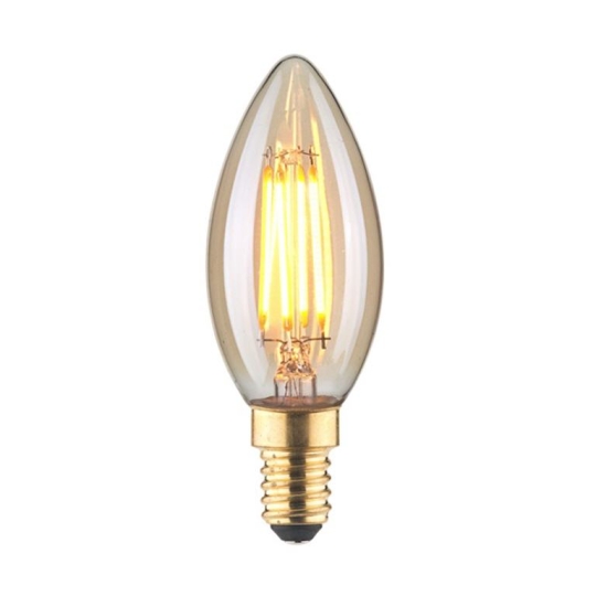LM Lampe spéciale LED filament GOLD forme bougie, 4.5W E14 - blanc chaud (1800K)